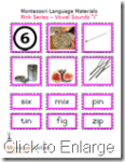 Montessori Materials Pink Series Word and Picture Cards Vowels I, Age 3 to 6